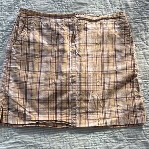IZOD plaid skort with embroidered pears